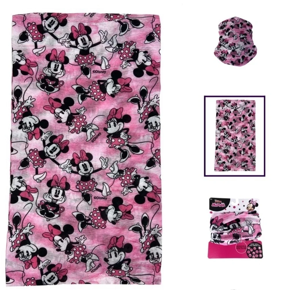 Disney Minnie Mouse Print Neck Gaiter Wrap Girls Barbie Pink Age 3+